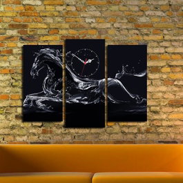 Wallity Conjunto de 3 Relojes de Pared de Lienzo de Gamuza Multicolor